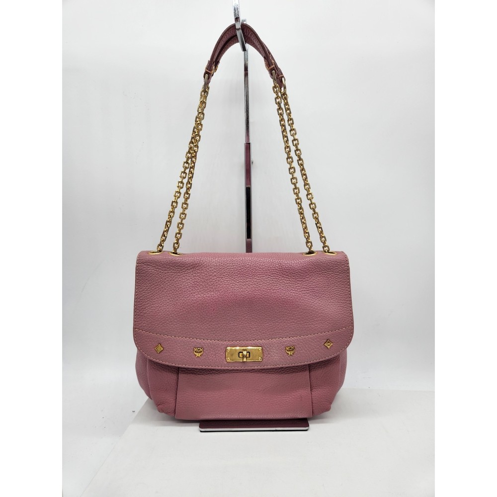 MCM Rose Pink Leather Chain Link Bag 400MCMXGB